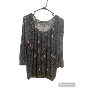 Dana Buchman Women’s Large Paisley   Long-Sleeve Blouse